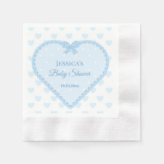 Serviette En Papier Baby Shower Garçon Étoiles Cœur en Dentelle Bleu