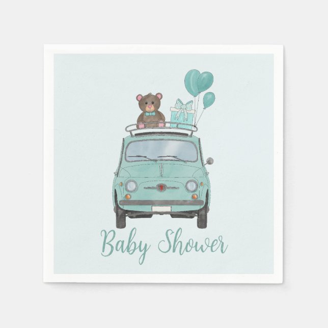 Serviette En Papier Baby shower garçon Fiat 500 (Devant)