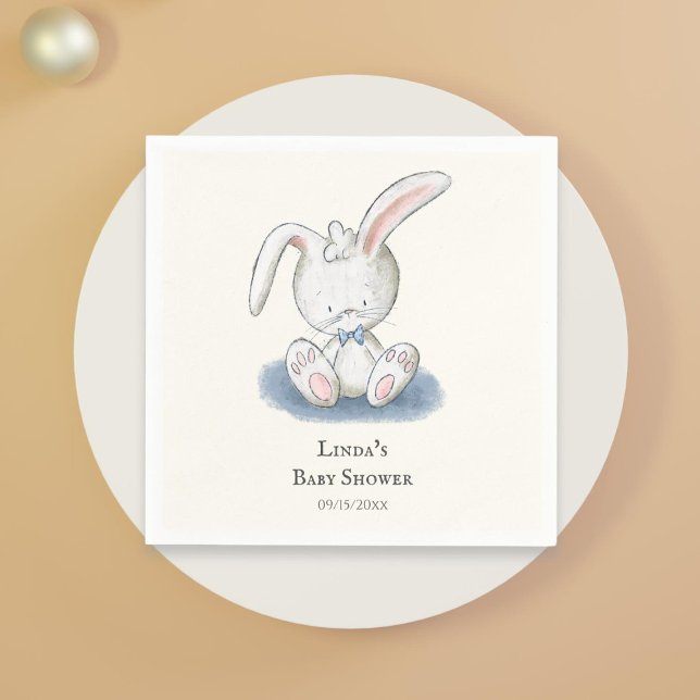 Serviette En Papier Baby shower garçon lapin mignon (Créateur téléchargé)