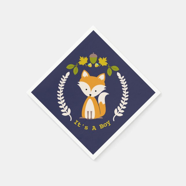 Serviette En Papier Baby shower garçon moderne Fox serviettes (Coin)