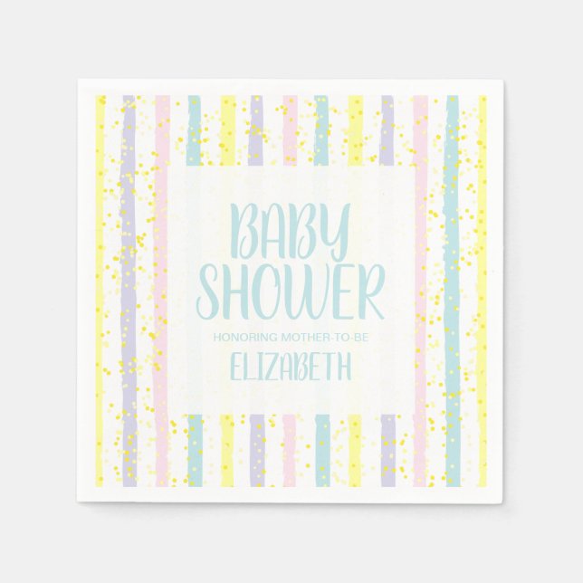 Serviette En Papier Baby shower garçon Pastel Stripes (Devant)