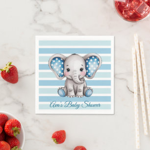 Serviette En Papier Baby shower garçon Pois Eléphant mignon