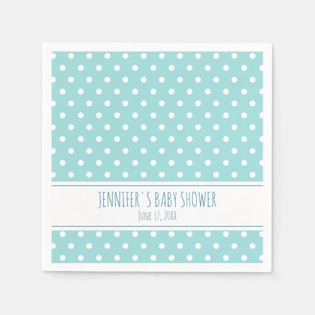 Serviette En Papier Baby shower Garçon Polka bleu (Devant)