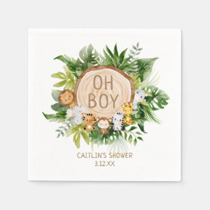 Serviette En Papier Baby Shower Garçon Safari Jungle