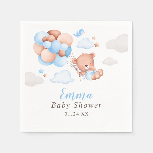 Serviette En Papier Baby shower Garçon Teddy Bear (Devant)