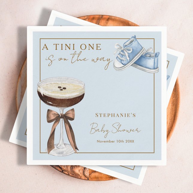 Serviette En Papier Baby shower Garçon Tini One Blue Espresso Martini (Créateur téléchargé)