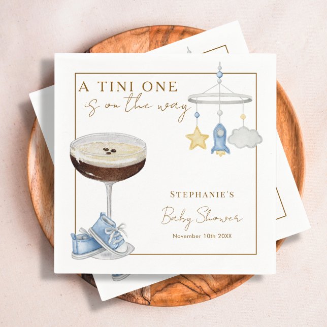 Serviette En Papier Baby shower Garçon Tini One Blue Espresso Martini (Créateur téléchargé)