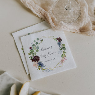 Serviette En Papier Baby shower géométrique de l'or de Bourgogne