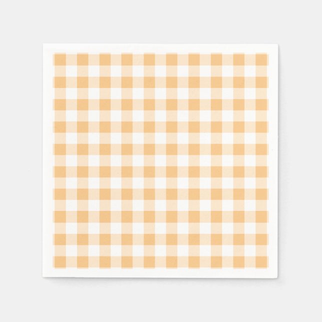 Serviette En Papier Baby shower gingham orange (Devant)