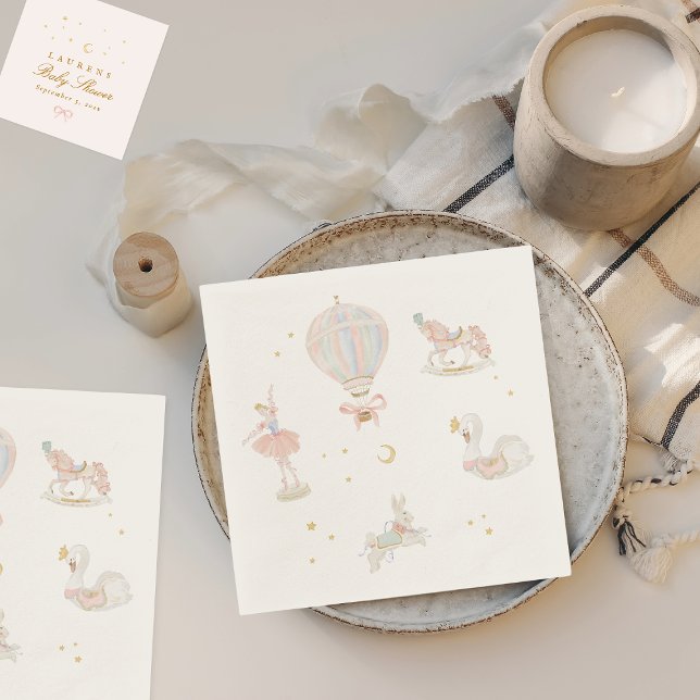 Serviette En Papier Baby shower Girl Pink Princess Fairytale Ballerina (Créateur téléchargé)