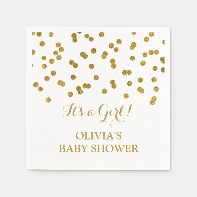 Serviette En Papier Baby shower Gold Confetti (Devant)
