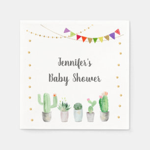 Serviette En Papier Baby shower Gold Fiesta Cactus