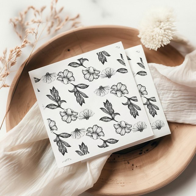 Serviette En Papier Baby shower gothique de tatouage à fleurs (Créateur téléchargé)