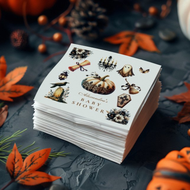 Serviette En Papier Baby shower gothique Halloween Little Boo (Créateur téléchargé)