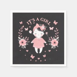 Serviette En Papier Baby shower gothique rose noir