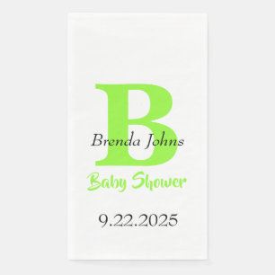 Serviette En Papier Baby shower Green Jungle Thème Monogramme Nom