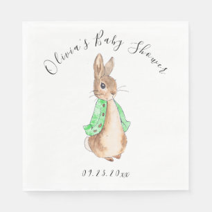 Serviette En Papier Baby shower Green Peter Rabbit