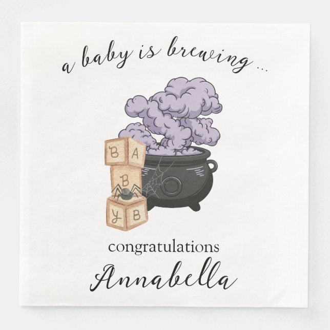 Serviette En Papier Baby Shower Halloween Chaudron de Sorcière (Devant)
