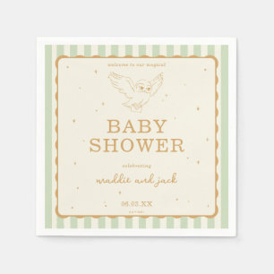 Serviette En Papier Baby Shower Harry Potter Hedwig Rayure Verte