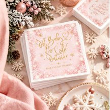 Baby Shower Hiver Flocon de Neige Rose Or