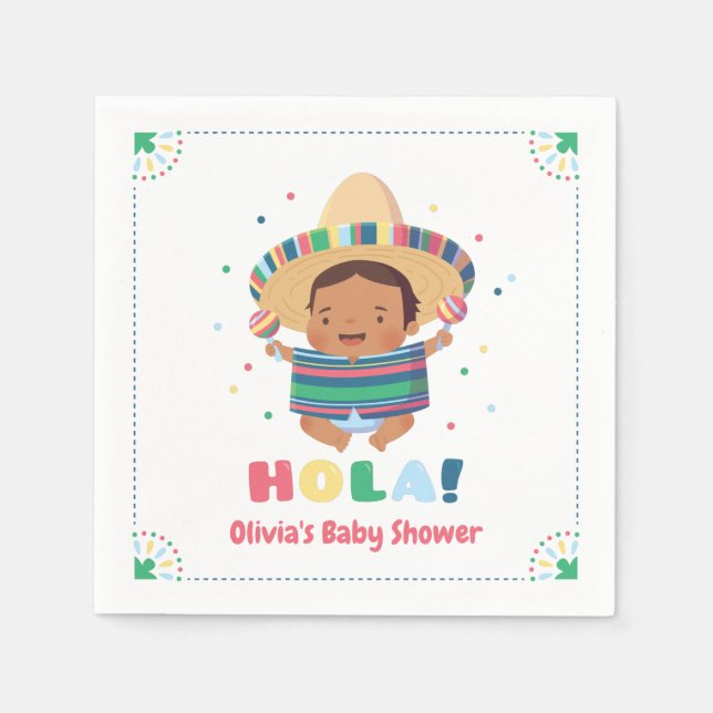 Serviette En Papier Baby shower Hola Mexican Boy Fiesta Fournitures (Devant)