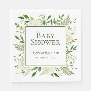Serviette En Papier Baby Shower Hydrangeas Blanches