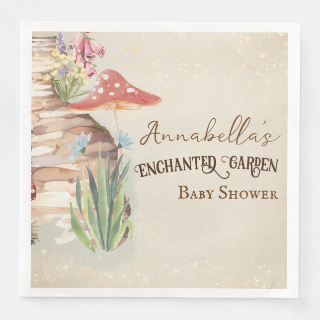 Serviette En Papier Baby shower Jardin enchanté (Devant)