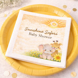 Serviette En Papier Baby Shower Jaune Chaud Safari Soleil