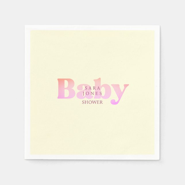 Serviette En Papier Baby shower jaune et rose (Devant)