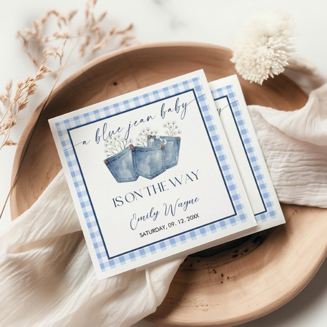 Serviette En Papier Baby Shower Jean Bleu (Créateur téléchargé)