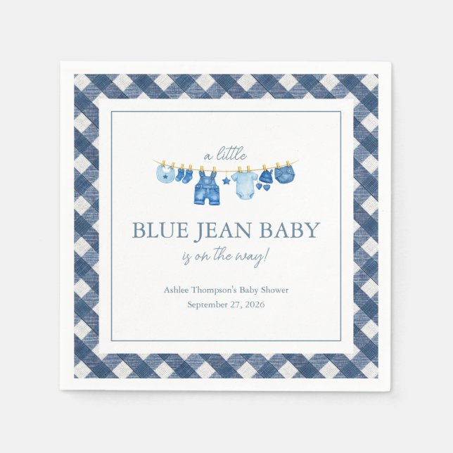 Serviette En Papier Baby Shower Jean Bleu (Devant)