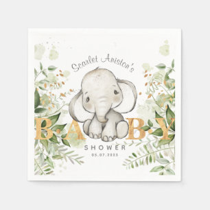Serviette En Papier Baby shower Jolie végétation des éléphants