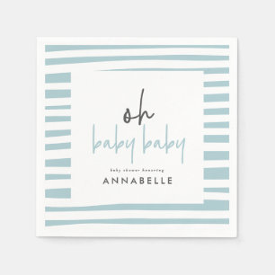 Serviette En Papier Baby shower jumeau bleu typographie moderne