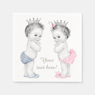 Serviette En Papier Baby shower jumeau Prince et Princesse