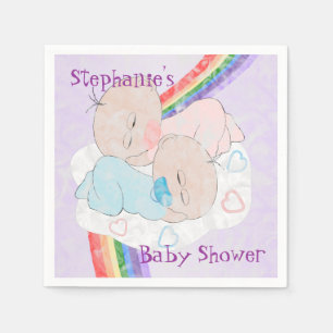 Serviette En Papier Baby shower jumeaux