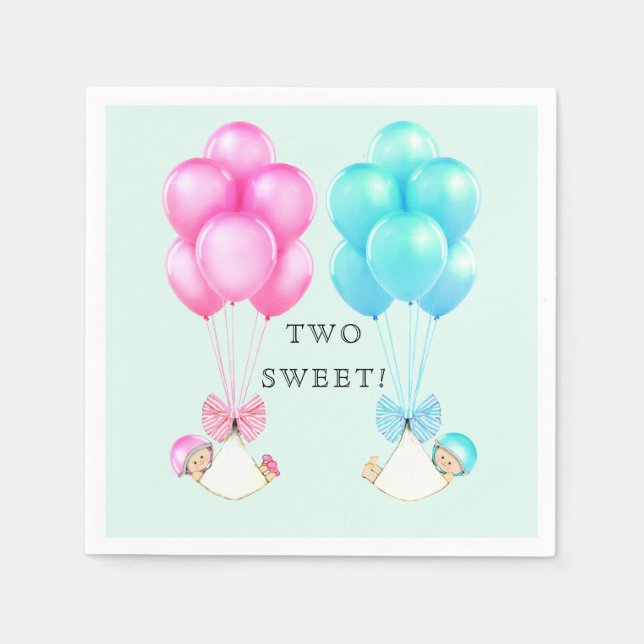 Serviette En Papier Baby shower jumeaux (Devant)