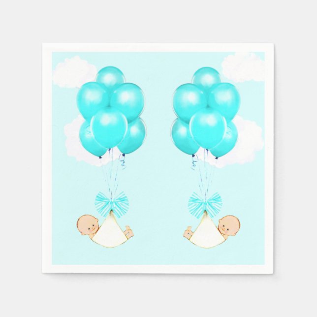 Serviette En Papier Baby shower jumeaux (Devant)