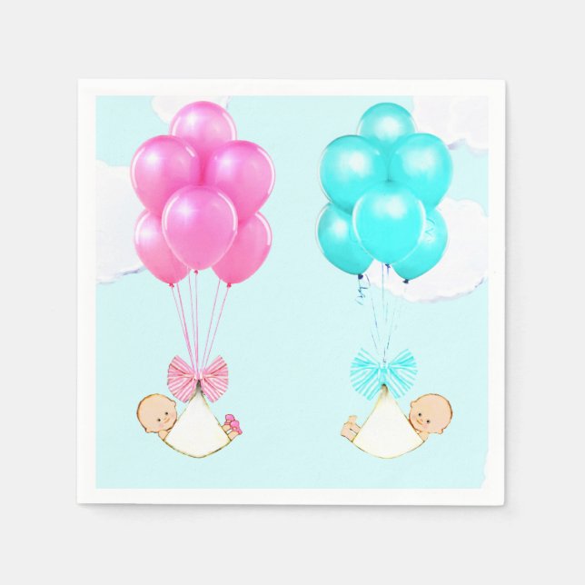 Serviette En Papier Baby shower jumeaux (Devant)