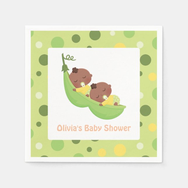Serviette En Papier Baby shower Jumeaux Africain-Américain (Devant)