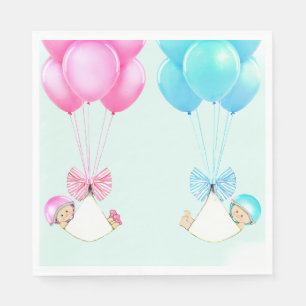 Serviette En Papier Baby shower jumeaux garçon et fille