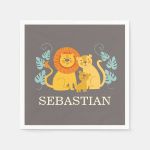 Serviette En Papier Baby shower Jungle Lion Napkin