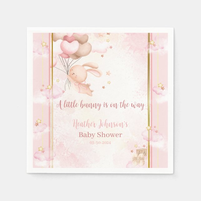 Serviette En Papier Baby shower lapin de la petite fille (Devant)