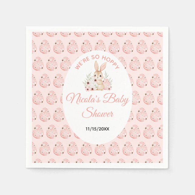 Serviette En Papier Baby Shower Lapin de Pâques (Devant)