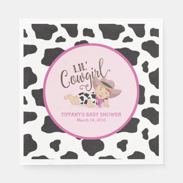 Serviette En Papier Baby shower Lil' Cowgirl serviettes - Redhead (Devant)