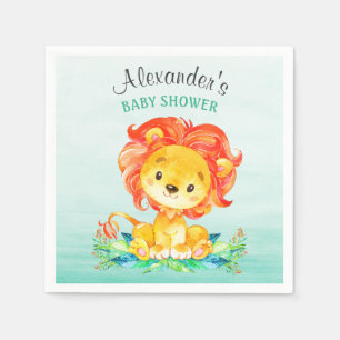 Serviette En Papier Baby shower Lion aquarelle