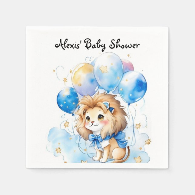 Serviette En Papier Baby shower Lion mignon (Devant)