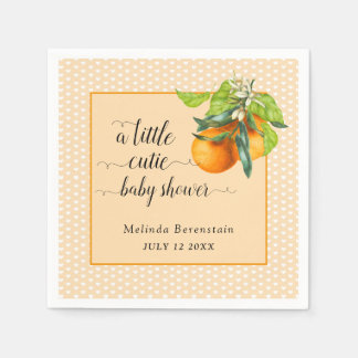 Serviette En Papier Baby shower Little Cutie Oranges et Coeurs