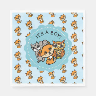 Serviette En Papier Baby shower Little Fox et Forest Friends