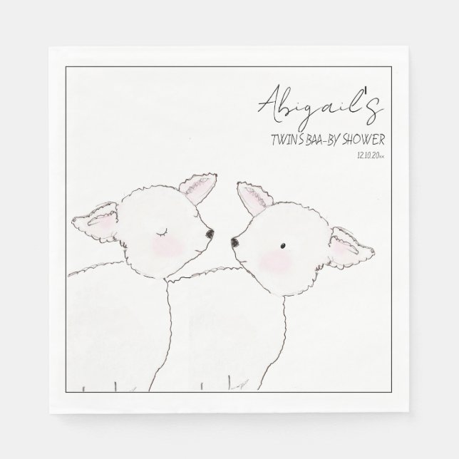 Serviette En Papier Baby shower Little Lamb Twins (Devant)