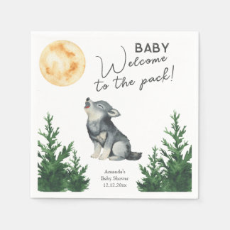Serviette En Papier Baby Shower Loup Aquarelle 